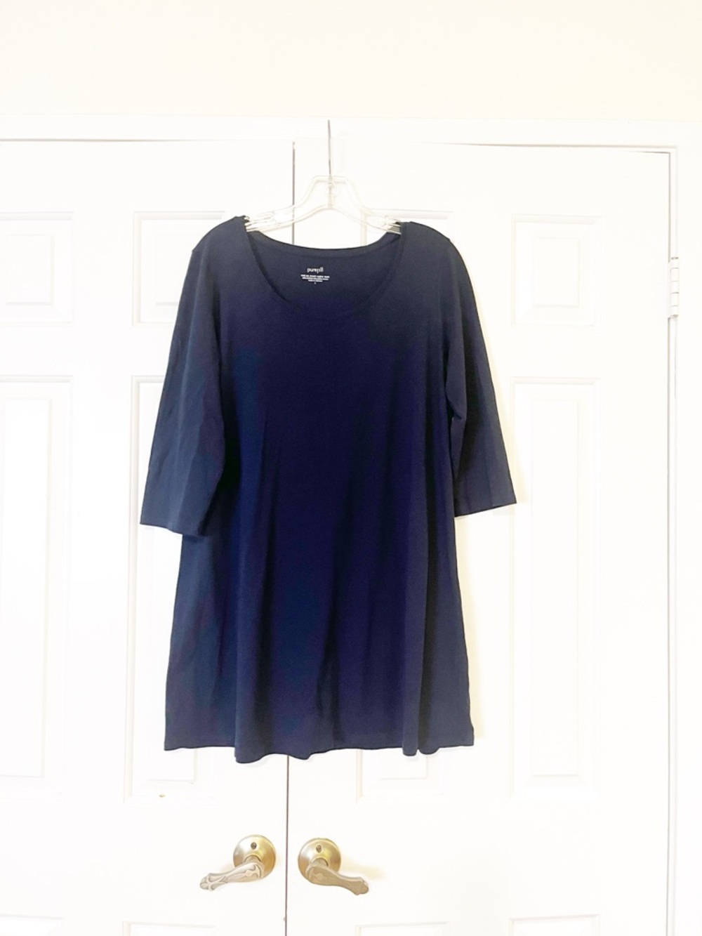J. Jill Pure Jill ballet-sleeve tunic w/ 3/4 sleeves in Navy Blue. Size Large - Picture 9 of 13